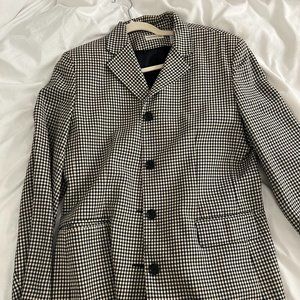Ann Taylor Wool Houndstooth Blazer Jacket Size 14